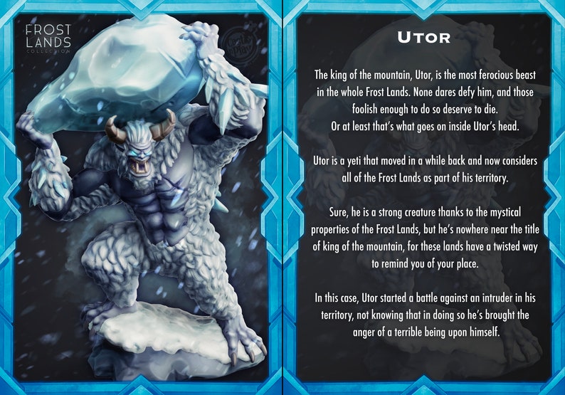 Utor 3D Printed Cast N Play Utor Yeti Frostlands 28mm 32mm D&D - Etsy