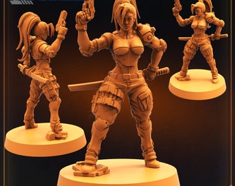 3D Printed Papsikels Cyberpunk Sci-Fi Lt. Jinn Noguchisawa - 28mm 32mm