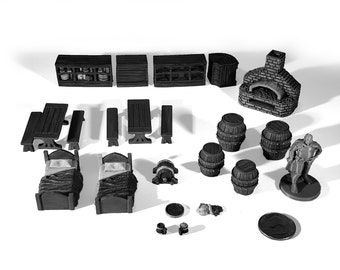 DnD Miniature 22 Piece Tavern Bar Set tabletop fantasy wargames | 28 mm | pathfinder | dnd miniature