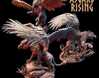 3D Printed Asgard Rising King of all Creatures Griffin Set - 32mm D&D