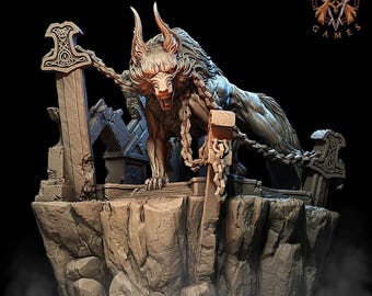 3D Printed Archvillain Games Moonbiten - Fenris the Wolf God 28mm 32mm D&D