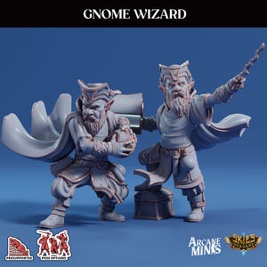 3D Printed Sordane Publishing Arcane Minis Gnome Wizard Swindler&#39;s Luck Part Two 28 32mm D&D