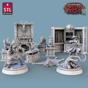 3D Printed STL Miniatures Trophy Hunter Set Fantasy NPC 2 | 28 - 32mm War Gaming D&D