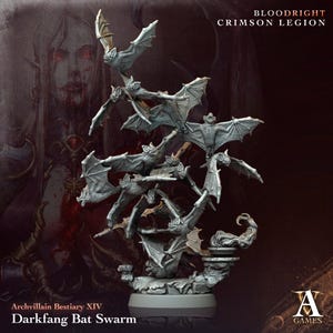3D Printed Archvillain Games Archvillain Bestiary Vol. XIV Darkfang Bat Swarm 28 32mm D&D