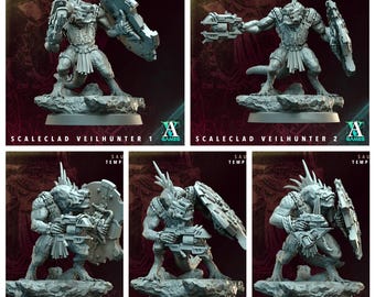 3D Printed Archvillain Games Scaleclad Veilhunter - Saurians Templeguard 28 32mm D&D