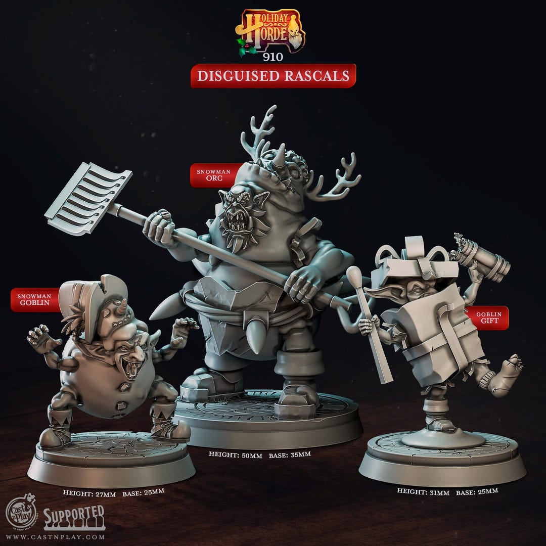 3D Printed Cast N Play Disguised Rascals Holiday Horde Set 28mm 32mm D ...