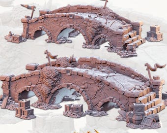 Ciudad Cast n Play impresa en 3D - Set de ruinas de Bridge Town de 28 mm y 32 mm para D&D