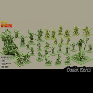 3D Printed Print Your Monsters Dark Elves Full Army Set 28mm - 32mm D&D Wargaming