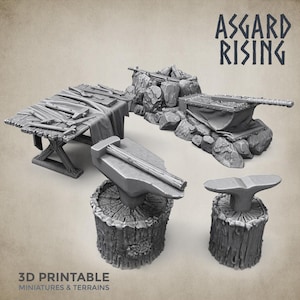 3D Printed Asgard Rising Blacksmith Forge Anvil Props Set 28 32 mm Wargaming DnD