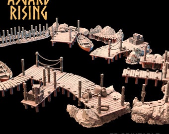 3D Printed Asgard Rising The Coastal Harbor Pier Set 28 32 mm Wargaming DnD