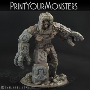 3D Printed Print Your Monsters Rock Golem - Total Golems 28mm - 32mm D&D Wargaming