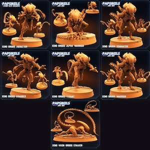 Réplica impressa em 3D do conjunto Papsikels Xeno Brood, Aliens vs Humanos Parte 2, 28 mm x 32 mm