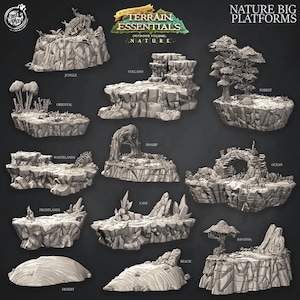 3D Printed Cast n Play Terrain Essentials Nature - Nature Big Platforms Set 28mm 32mm D&D
