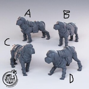 3D-geprint Cast n Play - Bandit Mastiffs-set 28 mm 32 mm D&D