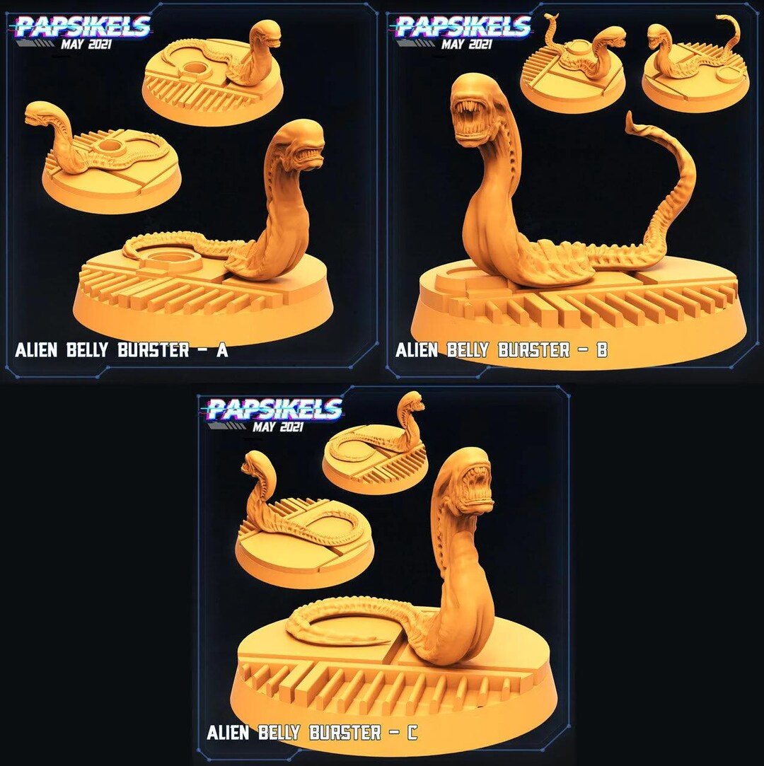 3D Printed Papsikels Alien Belly Bursters Set Aliens Vs Humans 28mm ...