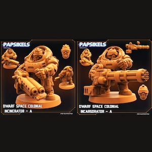 Zestaw Papsikels Cyberpunk Sci-Fi Dwarf Space Colonial w 3D - 28 mm 32 mm