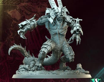 3D Printed Archvillain Games Scalebeast - Saurians Templeguard 28 32mm D&D