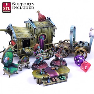 3D Printed STL Miniatures Potion Vendor Set 28mm - 32mm War Gaming D&D