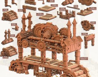 3D Printed Terrain Essentials Exteriors - Steampunk Workshop Bridge 28mm 32mm D&D