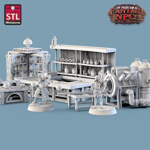 3D Printed STL Miniatures Glassblower Set Fantasy NPC 28mm - 32mm War Gaming D&D