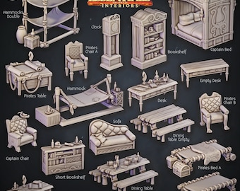3D Printed Cast n Play Pirate Ship Cabin Furniture Terrain Essentials 28mm 32mm D&D