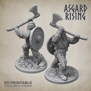 3D Printed Asgard Rising Midgard Viking Shieldman 28mm-32mm Ragnarok D&D