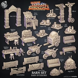 3Dプリント キャストアンドプレイ バーンインテリア 地形エッセンシャル 28 mm 32 mm D&D