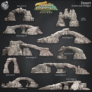 3D Printed Cast n Play Giant Bridges and Arches Desert Terrain Set Terrain Essentials Nature 28mm 32mm D&D