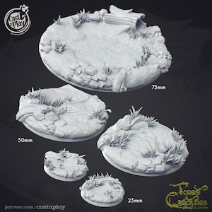 3D Printed Cast n Play Forest Creature Bases 28mm 32mm D&D