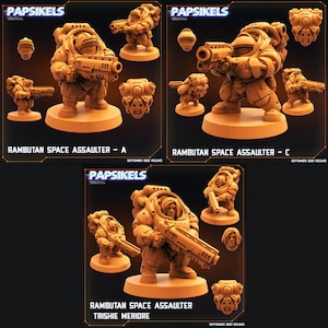 3D Printed Papsikels Cyberpunk Sci-Fi Rambutan Space Assaulters Set - 28mm 32mm