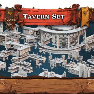 3D Printed STL Miniatures Fantasy Props 2 Tavern 28 - 32mm War Gaming D&D