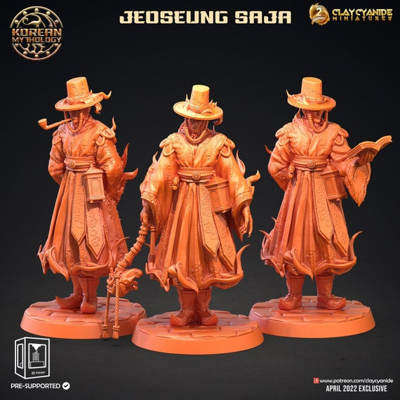 3D Printed Clay Cyanide Jeoseung Saja Set Korean Mythology