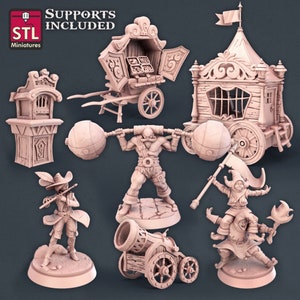 3DプリントSTLミニチュアカーニバルセット28mm - 32mmウォーゲームD＆D