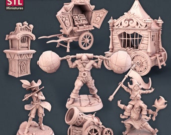 3D Printed STL Miniatures Carnival Set 28mm - 32mm War Gaming D&D