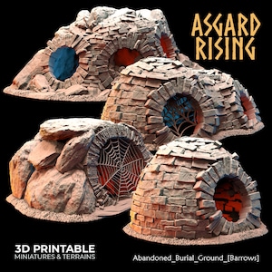3D Printed Asgard Rising Abandoned Burial Ground Burrows 28 32 mm Wargaming DnD