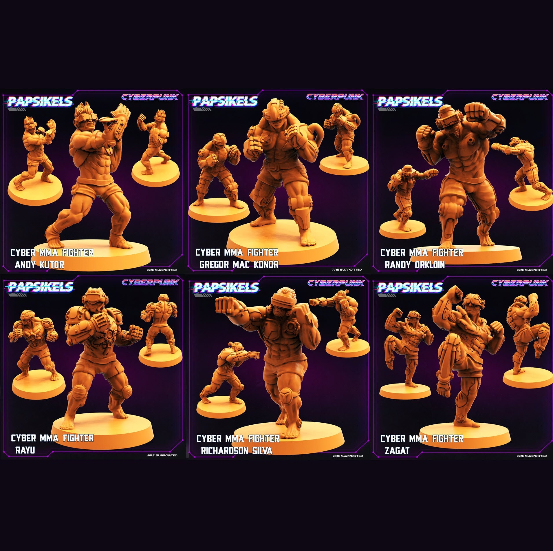 3D Printed Papsikels Cyberpunk Sci-Fi Mma Boxer Fighter Set - 28mm 32mm