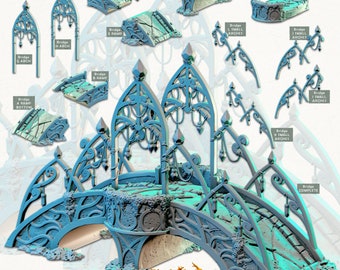 3D Printed Cast n Play Bridge Elven City Set Terrain Essentials Vol III Exteriors 28mm 32mm D&D