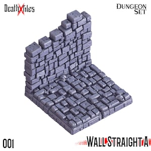 3D Printed Cast n Play Death x Tiles - Straight Walls Set 28mm 32mm D&D