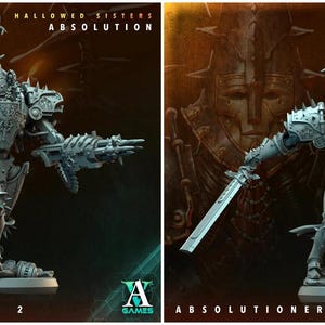 Juego de miniaturas impresas en 3D Archvillain Games Absolutioner Hallowed Sisters Absolution 28 32 mm D&D
