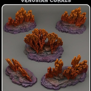 3D gedruckte Fantastische Pflanzen und Felsen Venusian Corals 28mm - 32mm D & D Wargaming