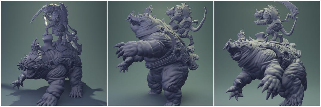 3D Printed Nafarrate Rat Riding Mole Rats Army 28mm 32mm D&D - Etsy