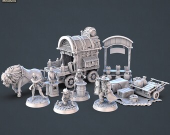 3D Printed STL Miniatures Street Gambler Set | 28 - 32mm War Gaming D&D