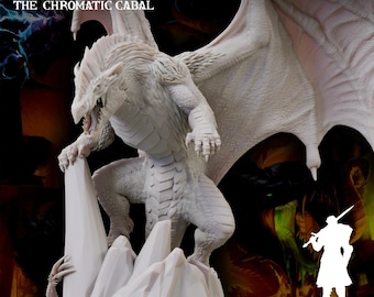 3D Printed Sordane Publishing Young White Dragon Pantheons The Chromatic Cabal 28 32mm D&D