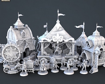 3D Printed STL Miniatures Carnival Vol 2 Set | 28 - 32mm War Gaming D&D