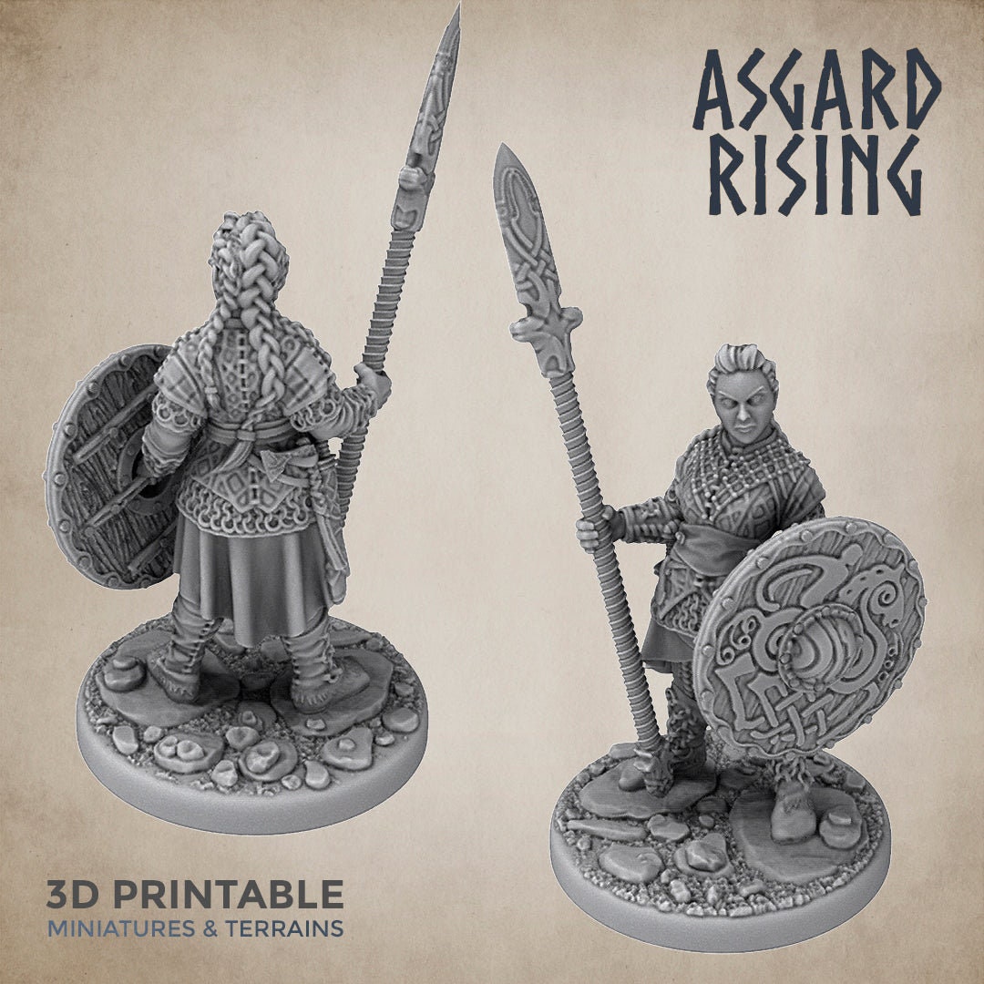 3D Printed Asgard Rising Resin Shield Maiden 28mm-32mm Ragnarok D&D - Etsy