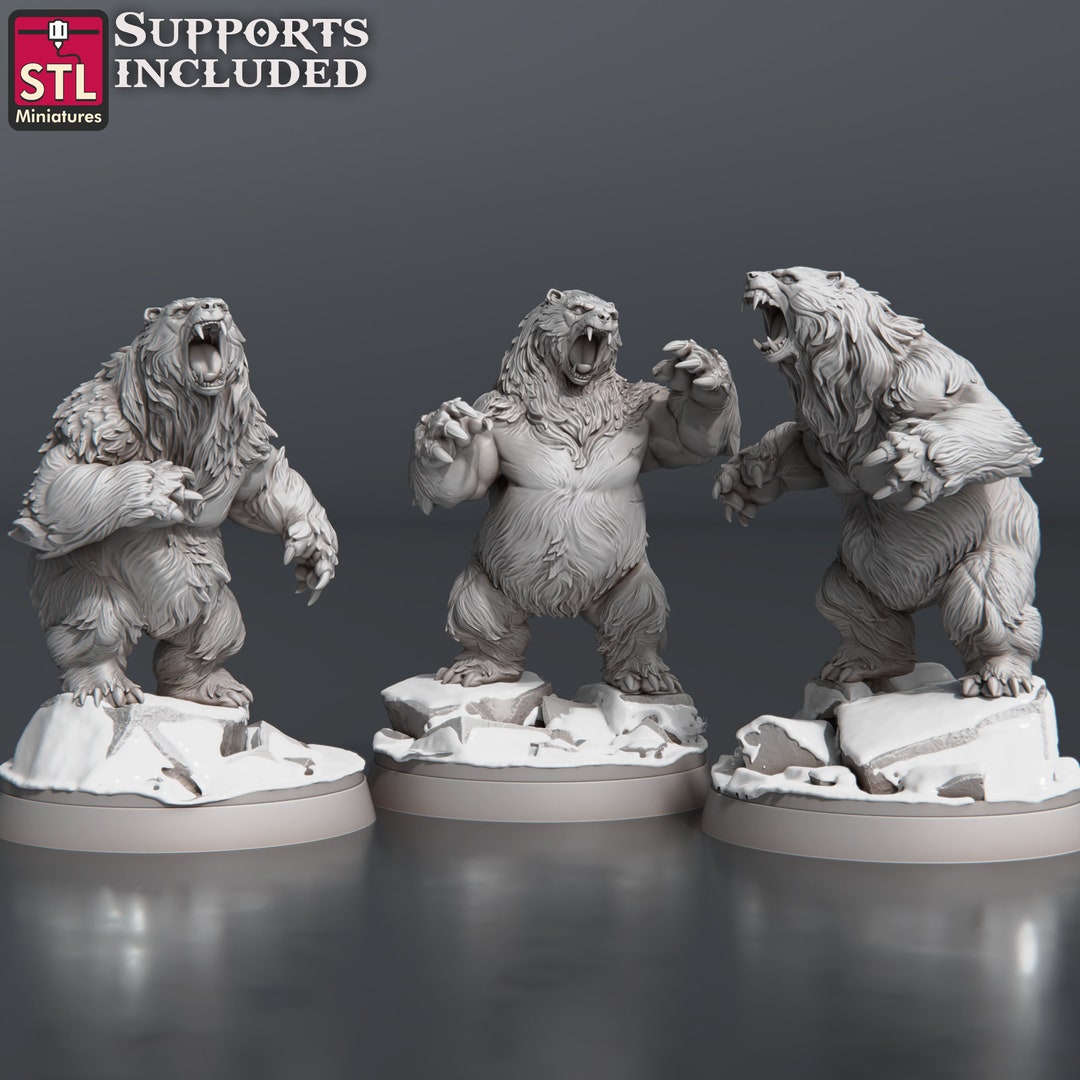 d*3様 world of miniature bears GUILOY　オート Grizzly Kodiak Bear Companion Premium Dnd Miniautre Mini