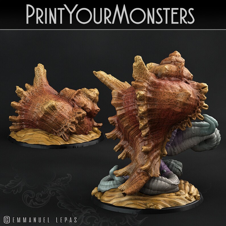 Monster 9 Inch Shells 3D Printed Print Your Monsters Giant Shells Lurkers of the Deep 28mm ...