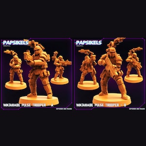 3D Printed Papsikels Cyberpunk Sci-Fi Watanabe Pulse Trooper Set - 28mm 32mm