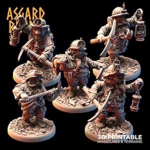 3D Printed Asgard Rising Dwarf Dwarven Miners Set 2 28mm - 32mm