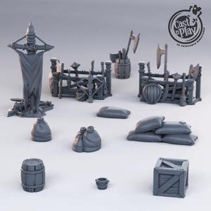 3D Printed Cast n Play - Camp Weapons and Props 28mm 32mm D&D